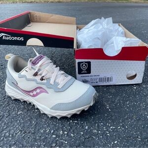 Saucony Peregrine KDZ Orchid Trail Shoes - White and Orchid
